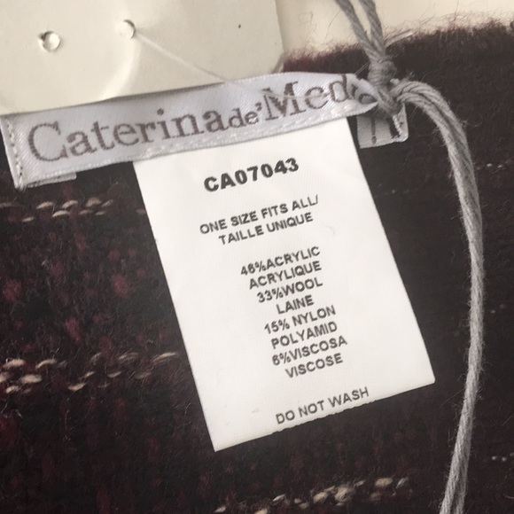 CATERINA DE MEDICI Woolen LARGE Plaid Scarf - Picture 6 of 6